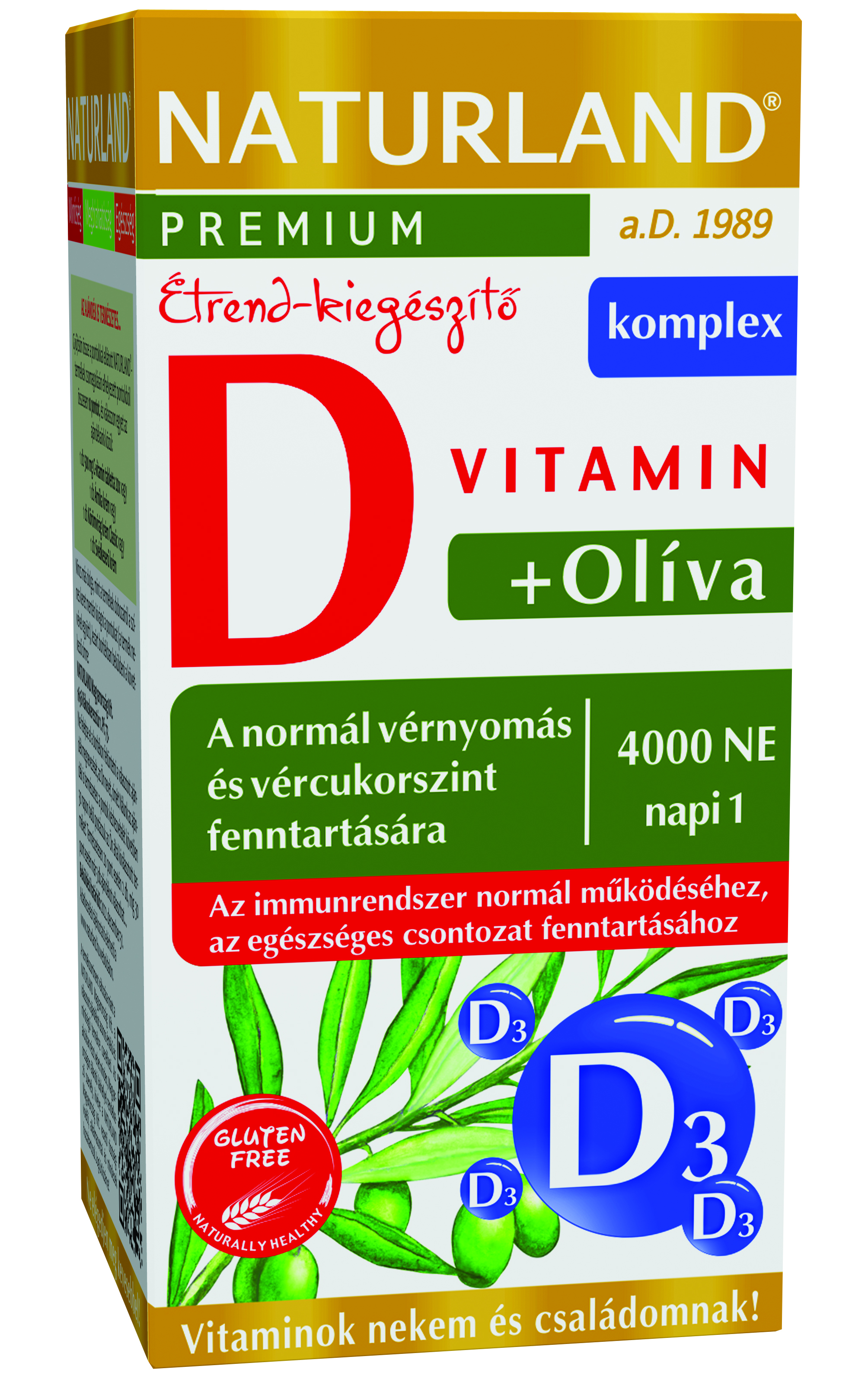 Naturland olivový list+D-vitamin 4000NE kapsula 60 ks