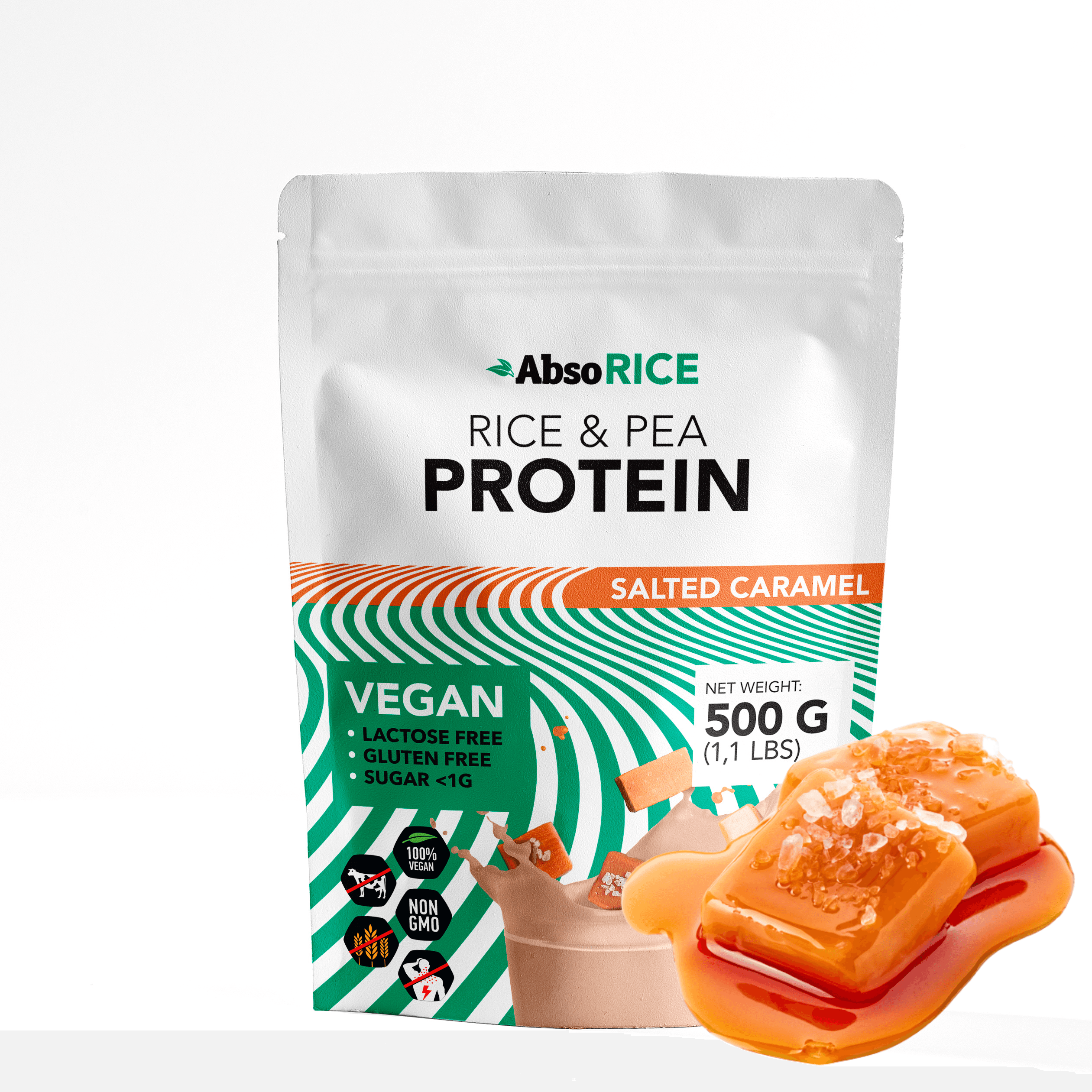 AbsoRICE proteín s príchuťou slaného karamelu 500 g