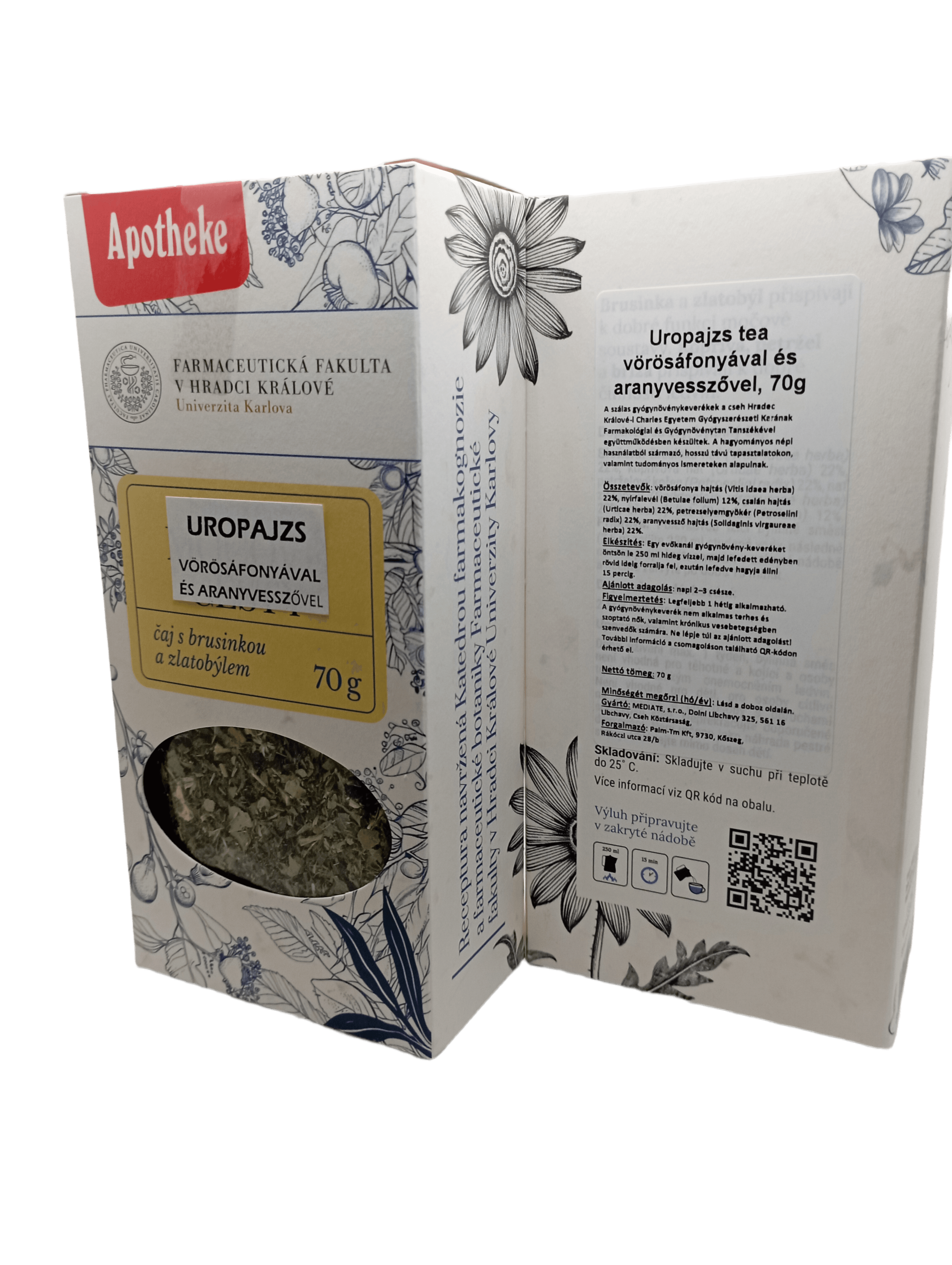 Apotheke uropajzs čaj s brusnicami a zlatobyľou sypaný čaj 70 g