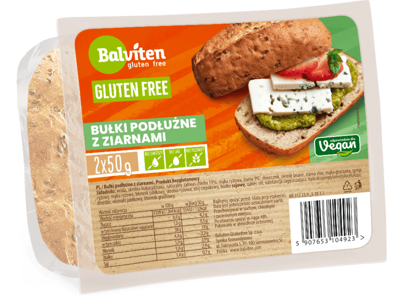 Balviten bezlepkové viaczrnná vegánska žemľa 2x50g 100 g