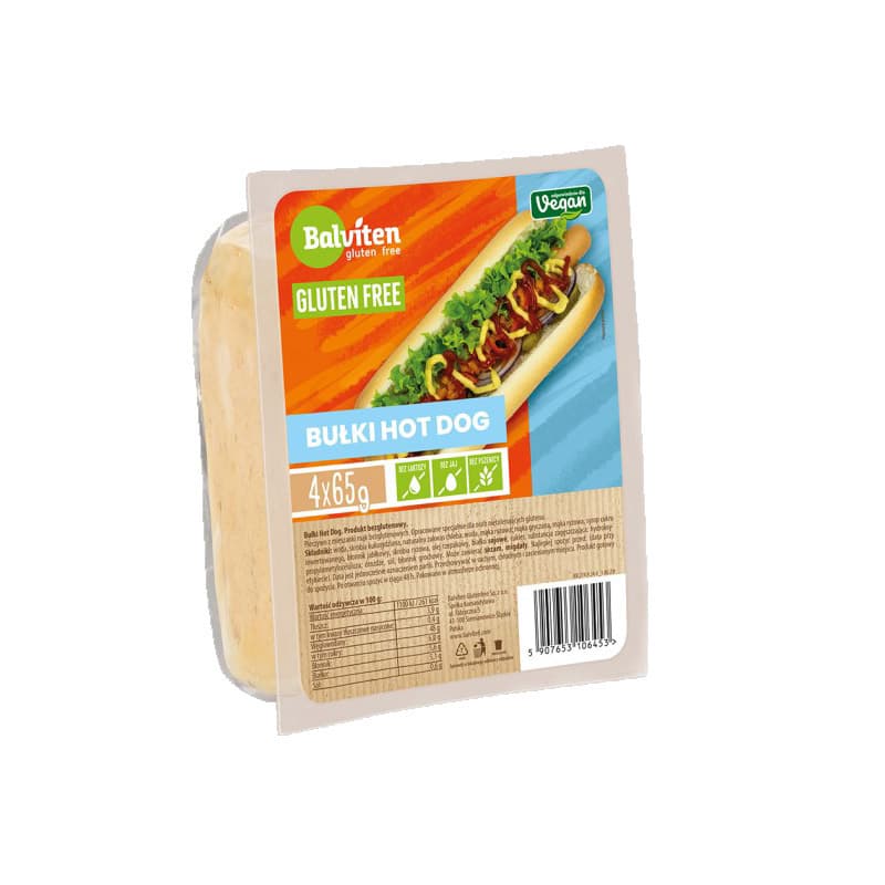 Balviten bezlepkový vegánsky hotdogový rožok 4x65g 260 g