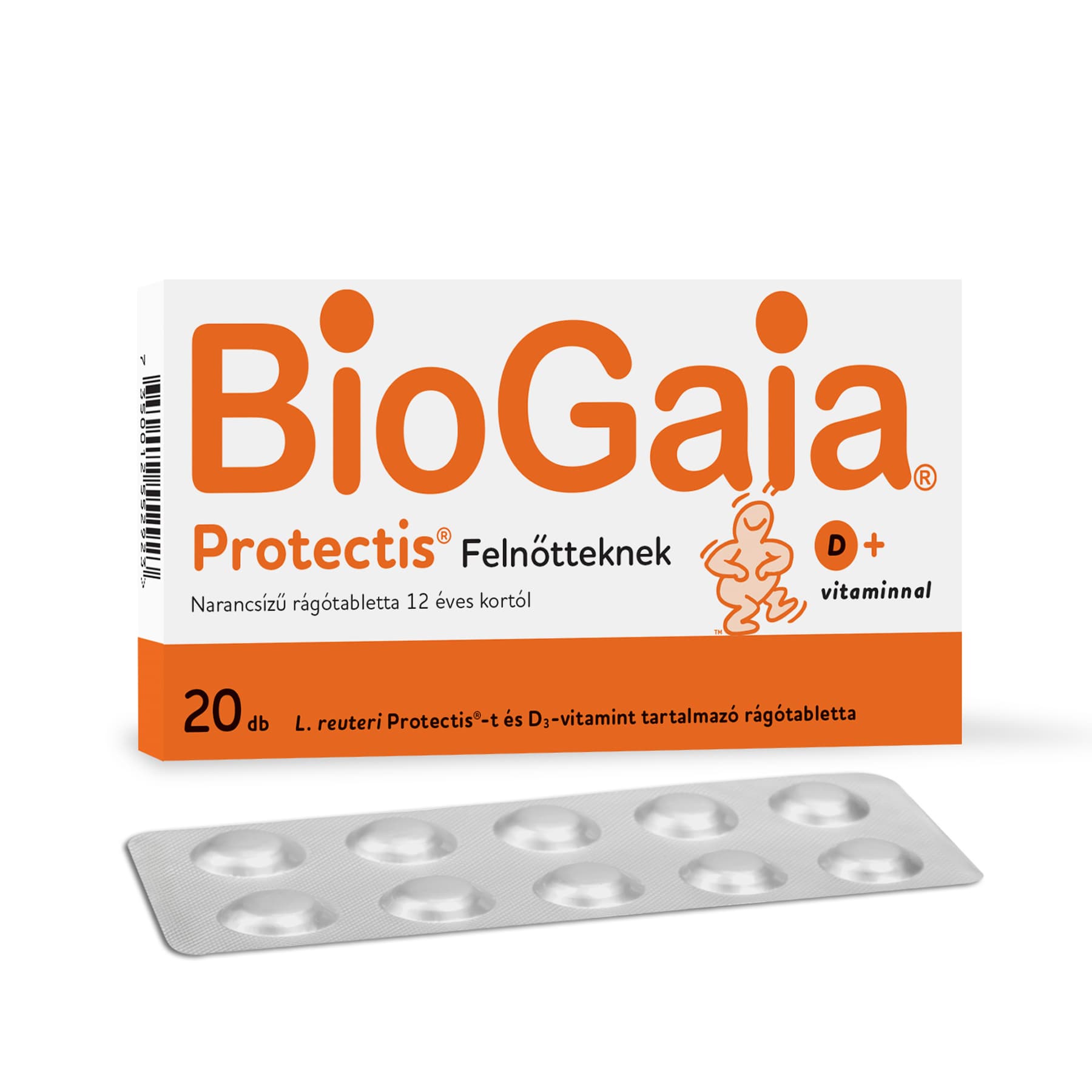 BioGaia Protectis pre dospelých s vitamínom D žuvacia tableta pomarančová príchuť 20 ks