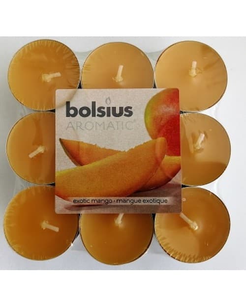 Bolsius Aromatic Tealights Mango – aromatické čajové sviečky Mango, 18 ks