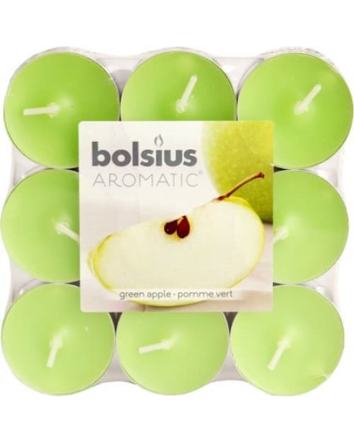 Bolsius Aromatic – voňavé čajové sviečky Zelené jablko, 18 ks