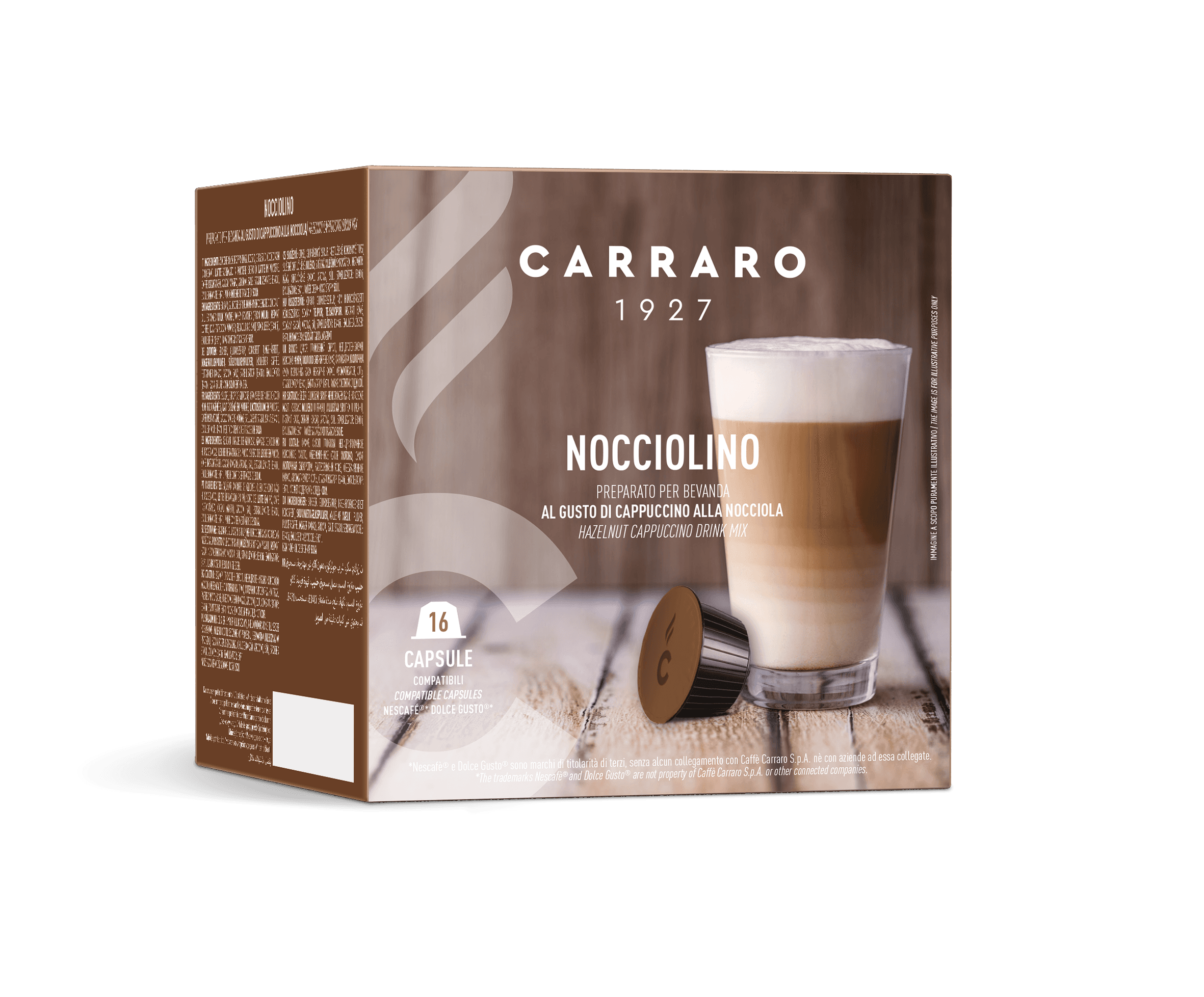 Carraro nocciolino kávové kapsule kompatibilné s Dolce Gusto 16 ks
