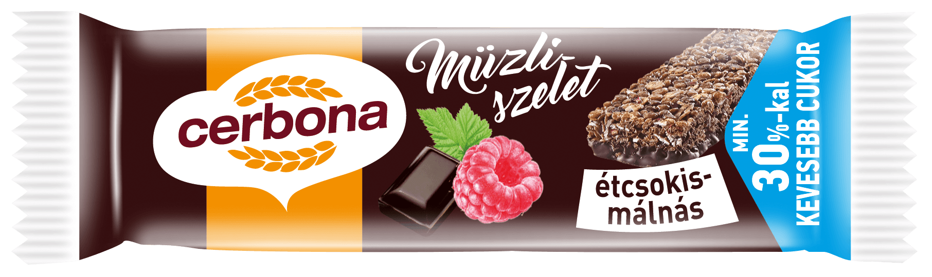 Cerbona múslityčinka s horkou čokoládou a malinami 20 g - 32071