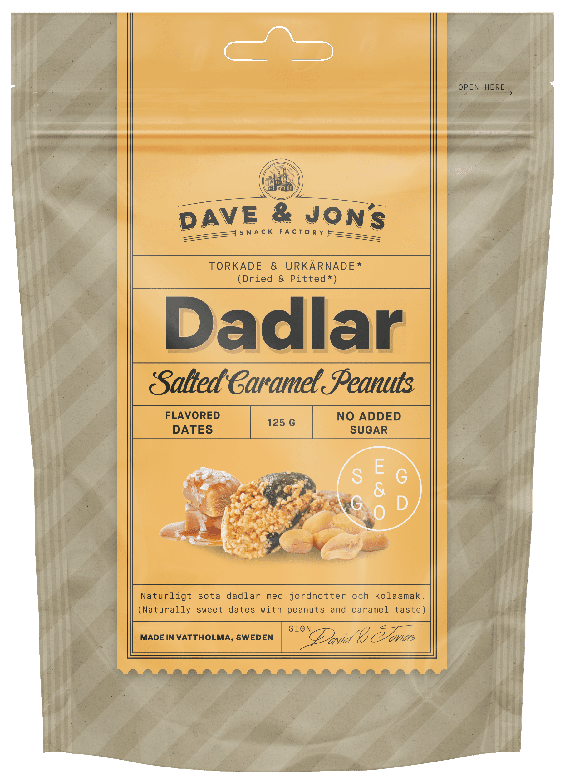 Dave & Jon's datle solený karamel arašid bez jadra príchuť 125 g