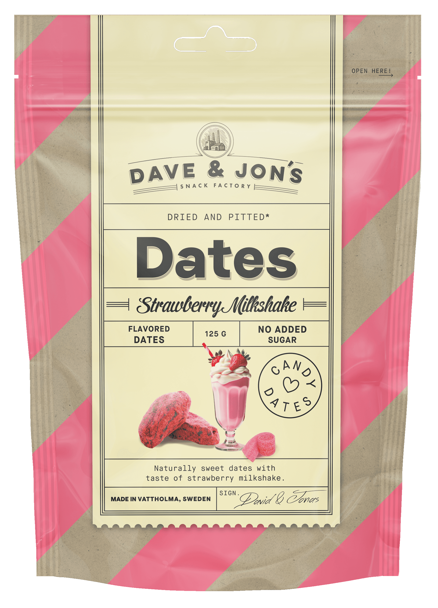 Dave & Jon's datľové smoothie s príchuťou jahody bez obsahu semienok, bez pridaného cukru 125 g