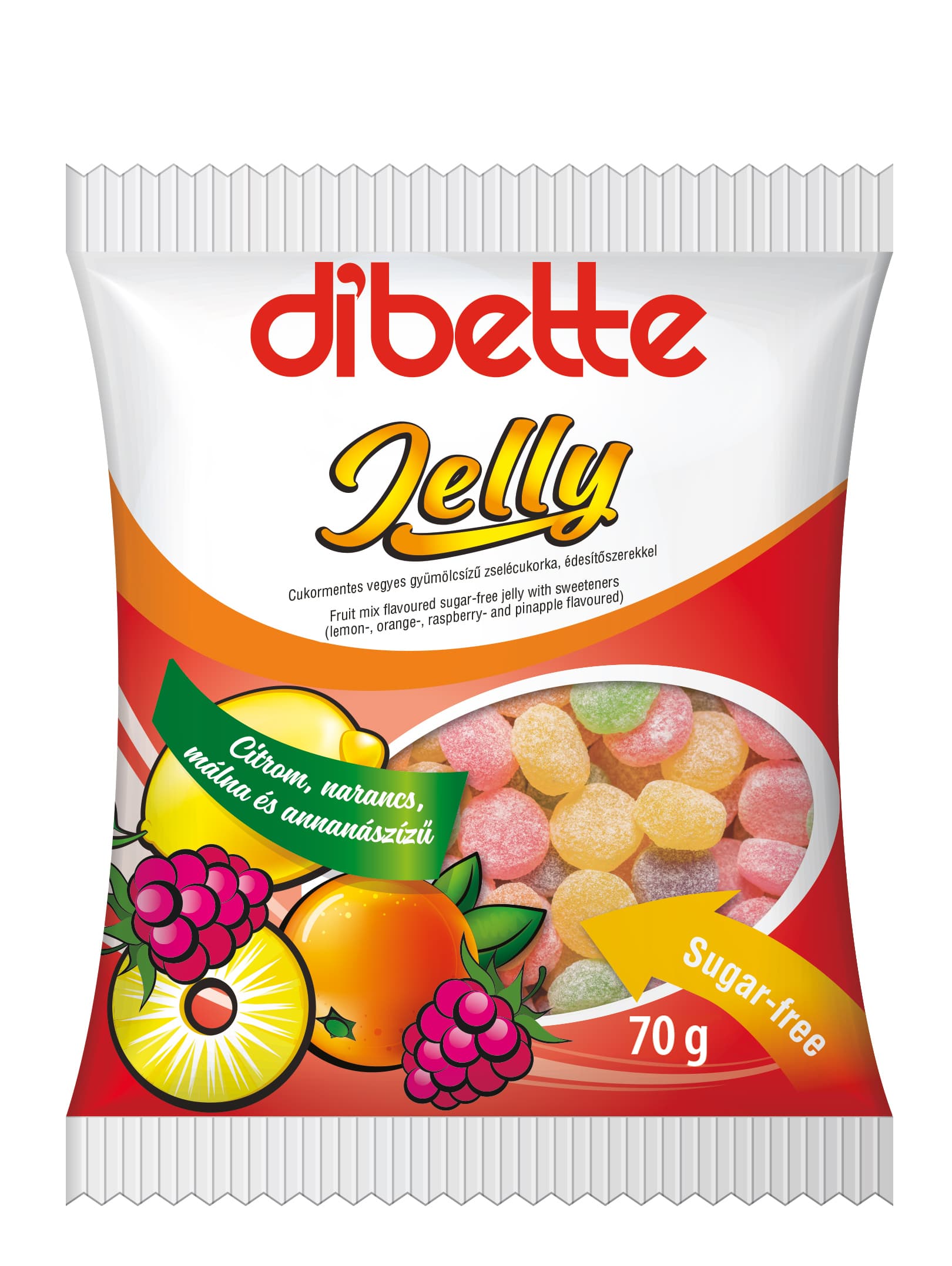 Dibette ovocné želé cukríky bez cukru 70g