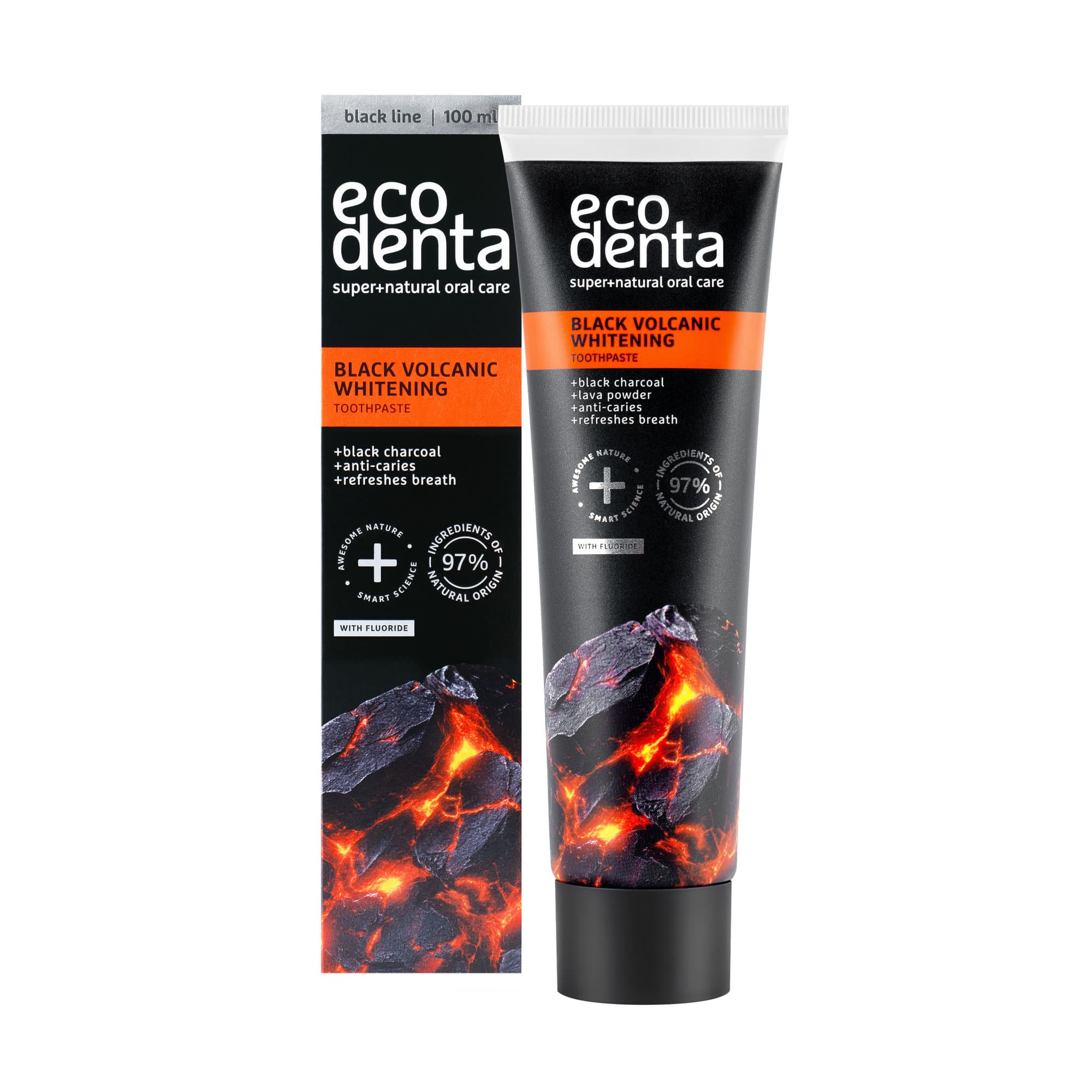 Ecodenta bieliaca zubná pasta s aktívnym uhlím a vulkanickými minerálmi 100 ml