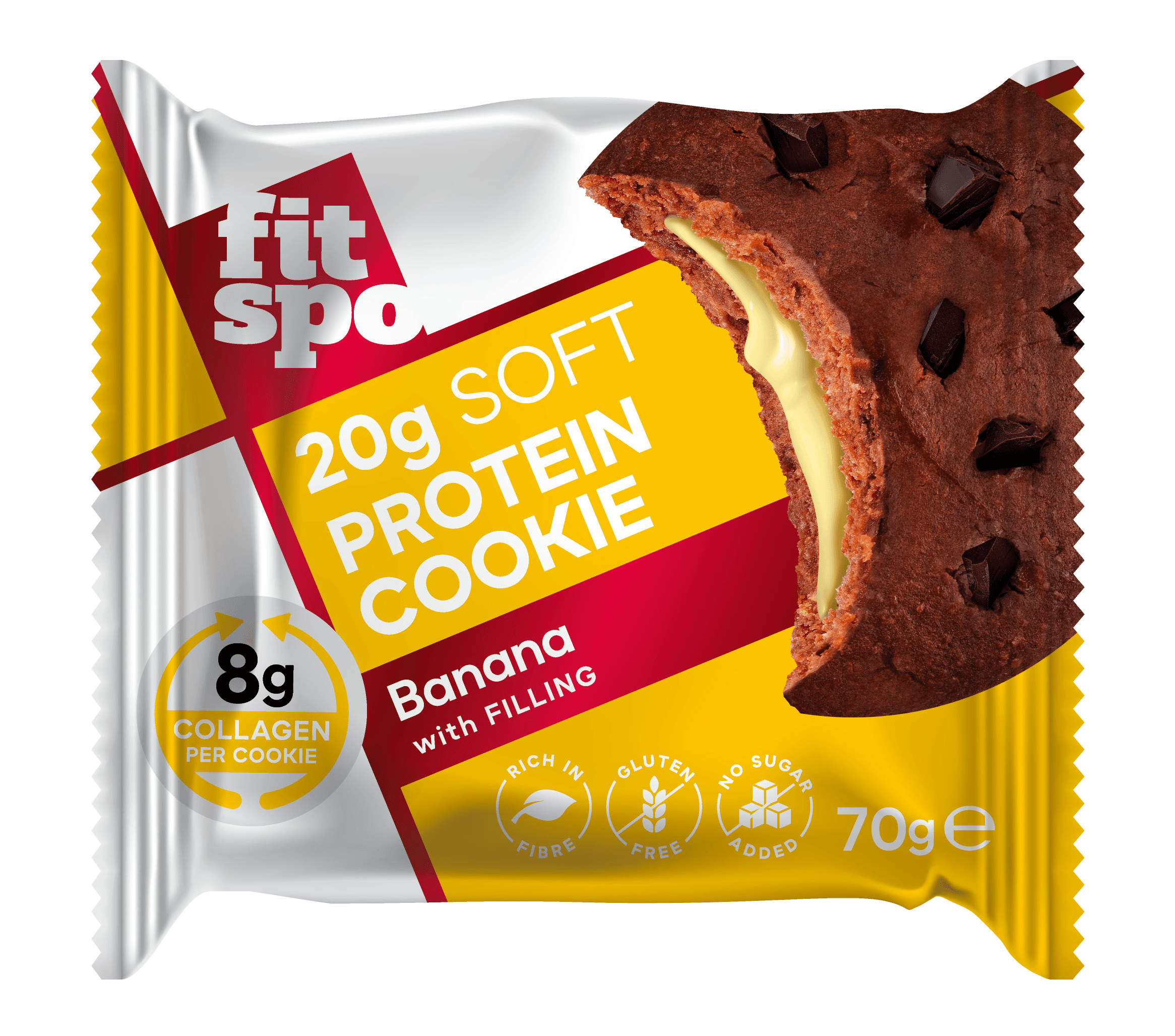 FitSpo proteínový koláč 20g proteín, 8g kolagén s banánovou ochutnávkou 70 g