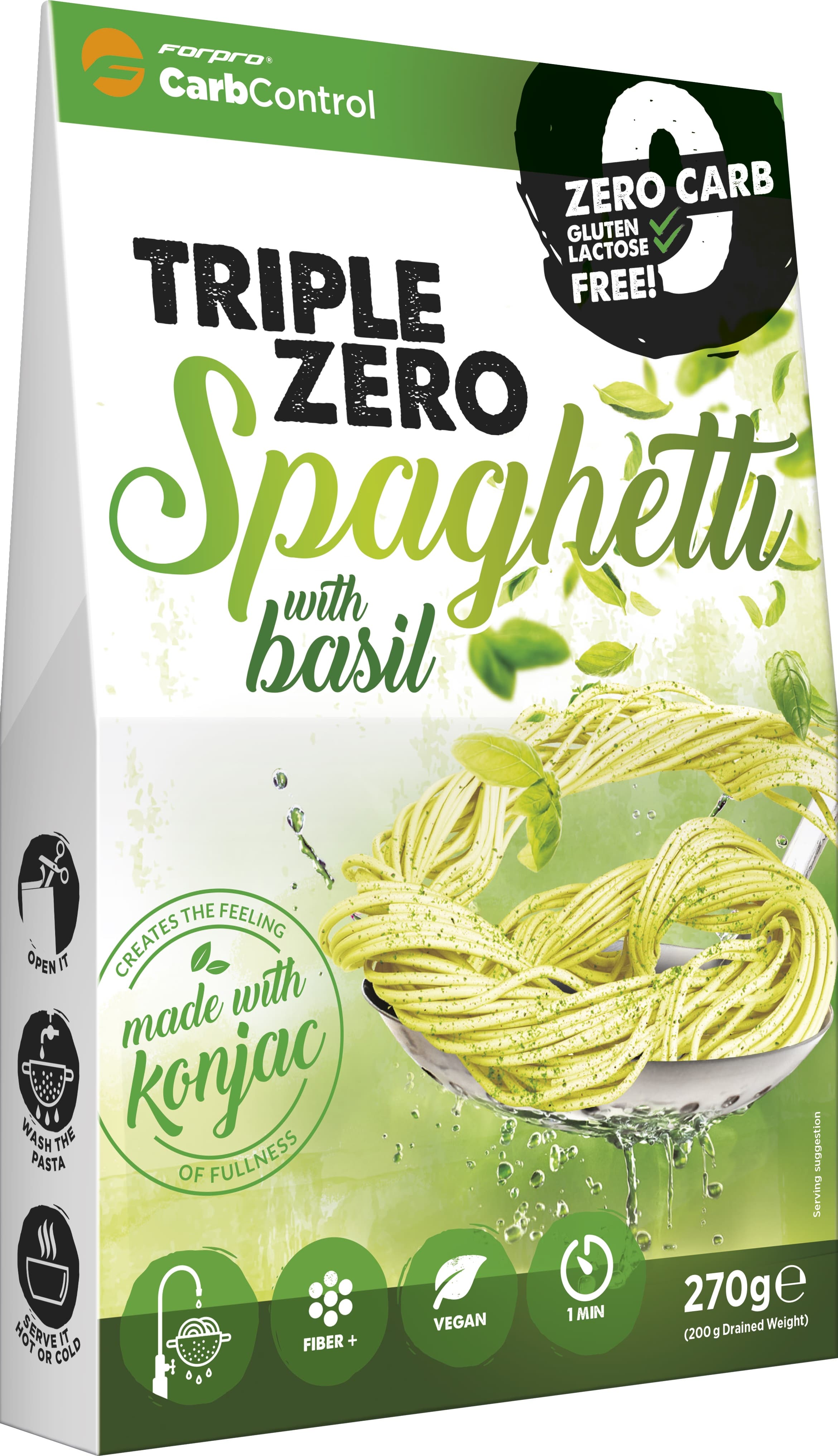 Forpro nulové kalorické tŕne - špagety s bazalkami cukor/tuk/laktóza/glutén/sója 270 g