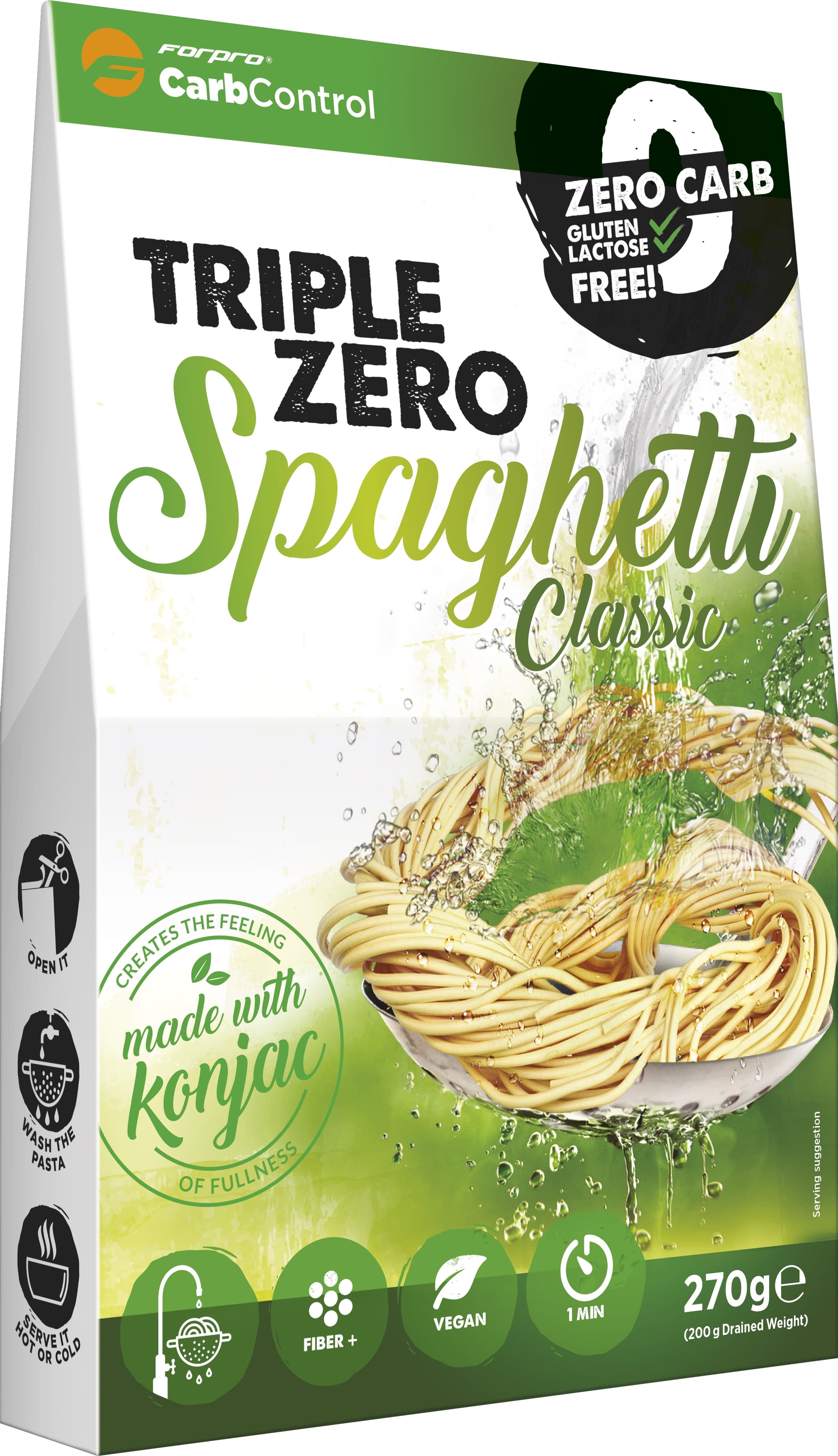 Forpro nulové kalorické cestoviny - špagety cukor/tuk/laktóza/glutén/sojové bez 270 g