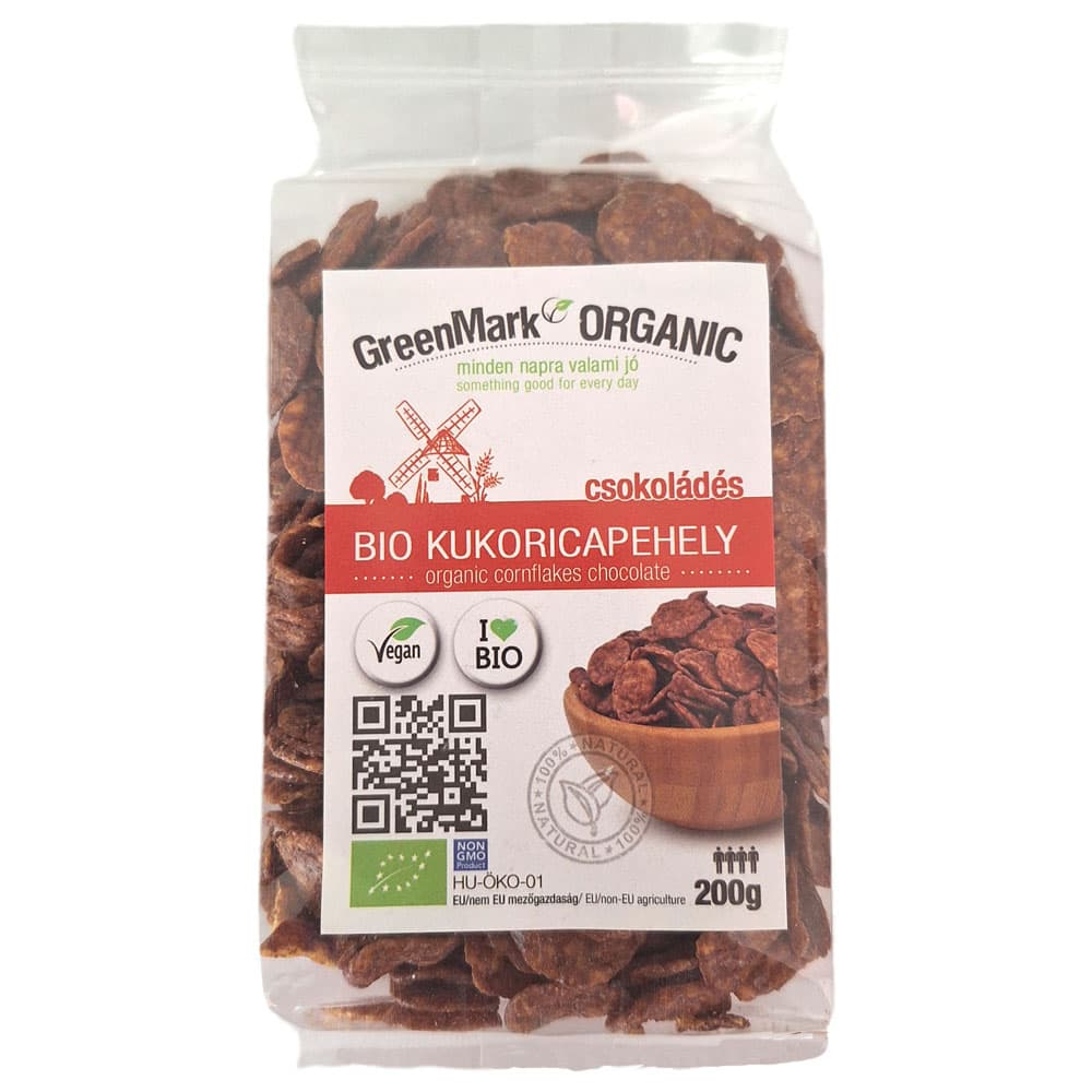 GreenMark Organic bio kukuričné vločky s čokoládou 200 g
