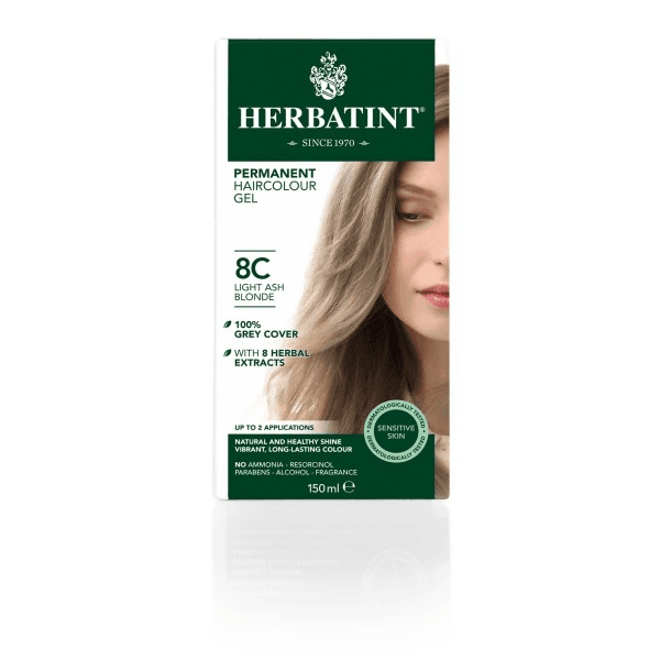 Herbatint 8c svetlá popolavá blond farba na vlasy s trvalým rastlinným zložením 170 ml