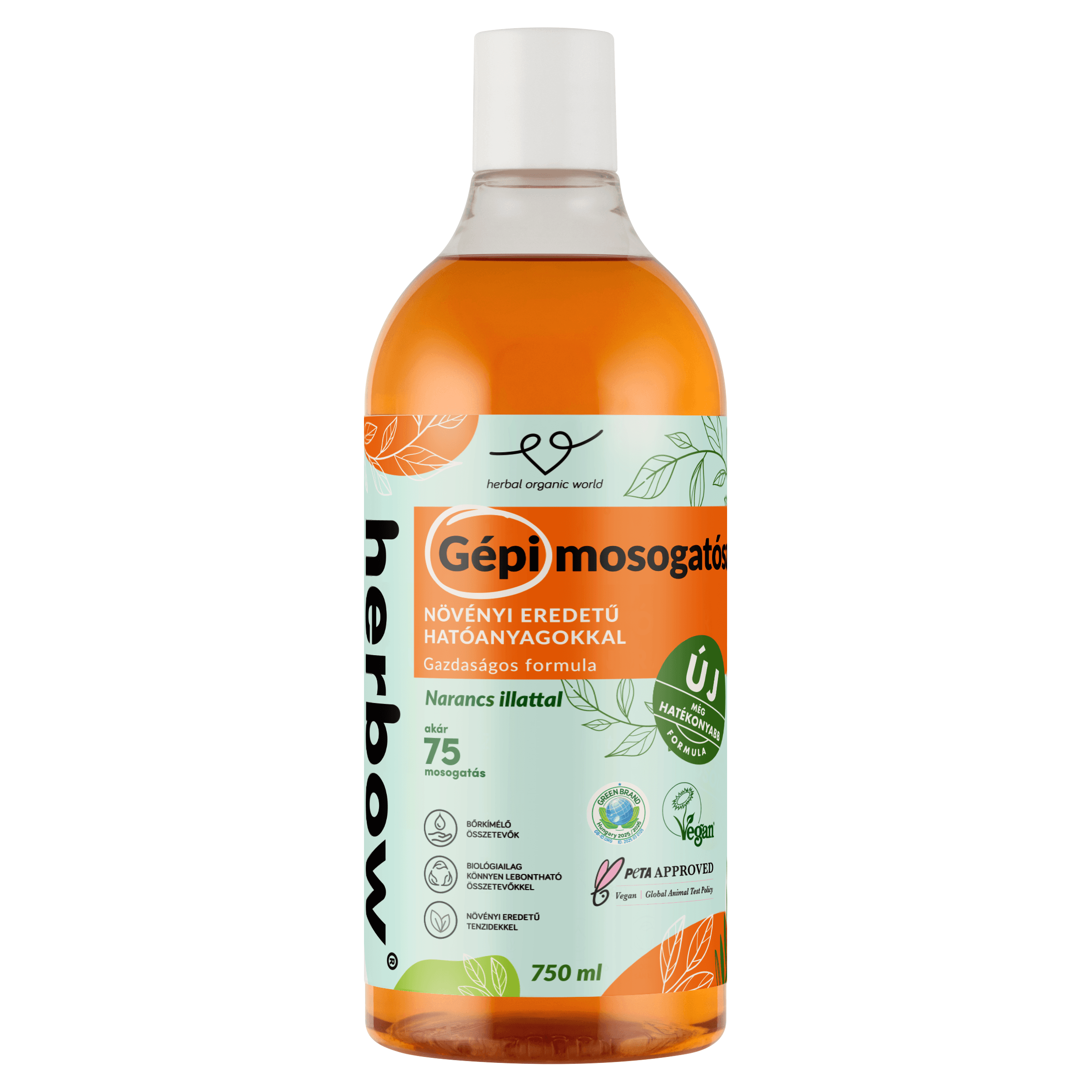 Herbow tekutý prostriedok na pranie riadu s vôňou pomaranča 750 ml