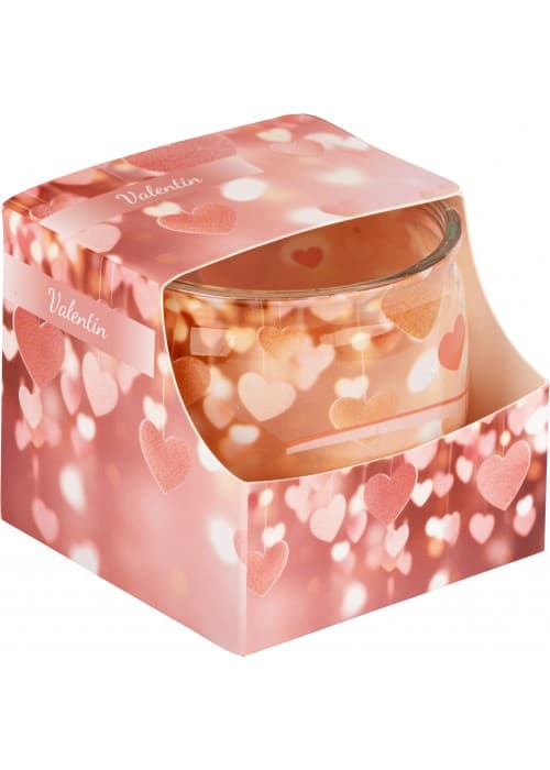 Aromatická sviečka v sklenenom pohári valentín 1ks