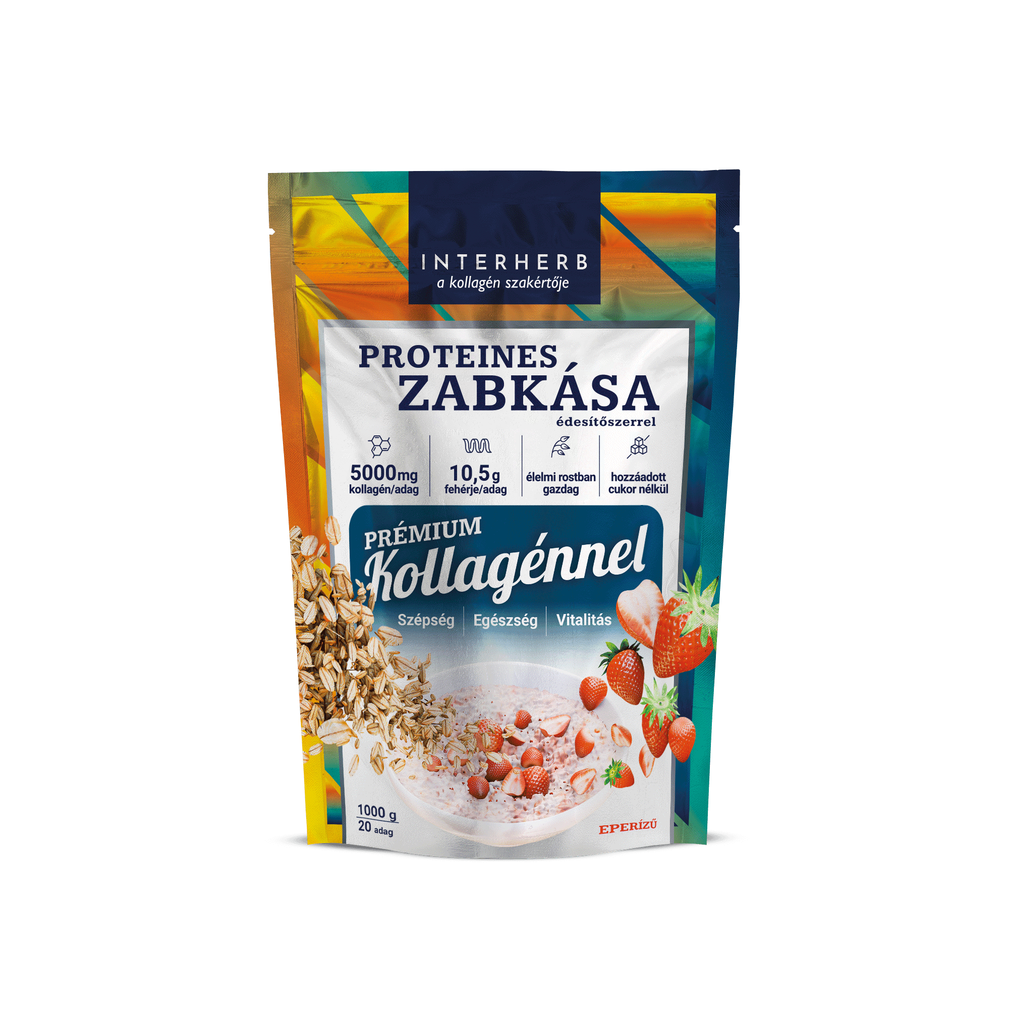 Interherb ovsené proteíny jahodová chuť (s prémiovým kolagénom) 1000 g