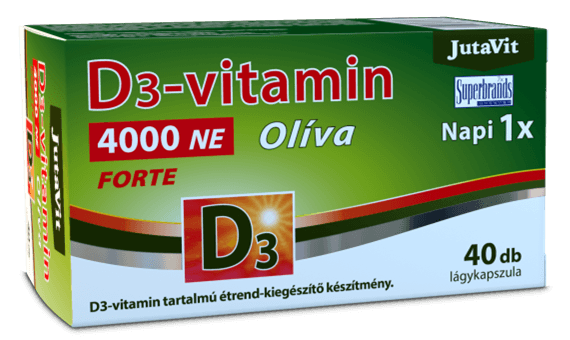 JutaVit Vitamín D3 Forte 4000 IU s olivovým olejom 40 mäkkých kapsúl - 85657