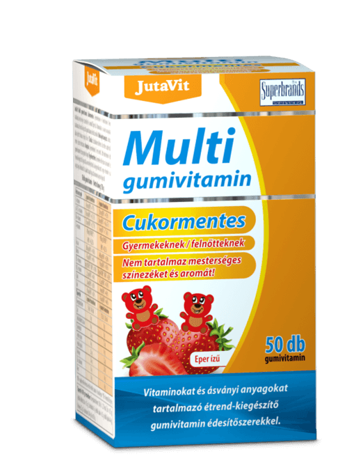 JutaVit Multivitamínové gumové vitamíny bez cukru s jahodovou príchuťou 50 ks - 90894