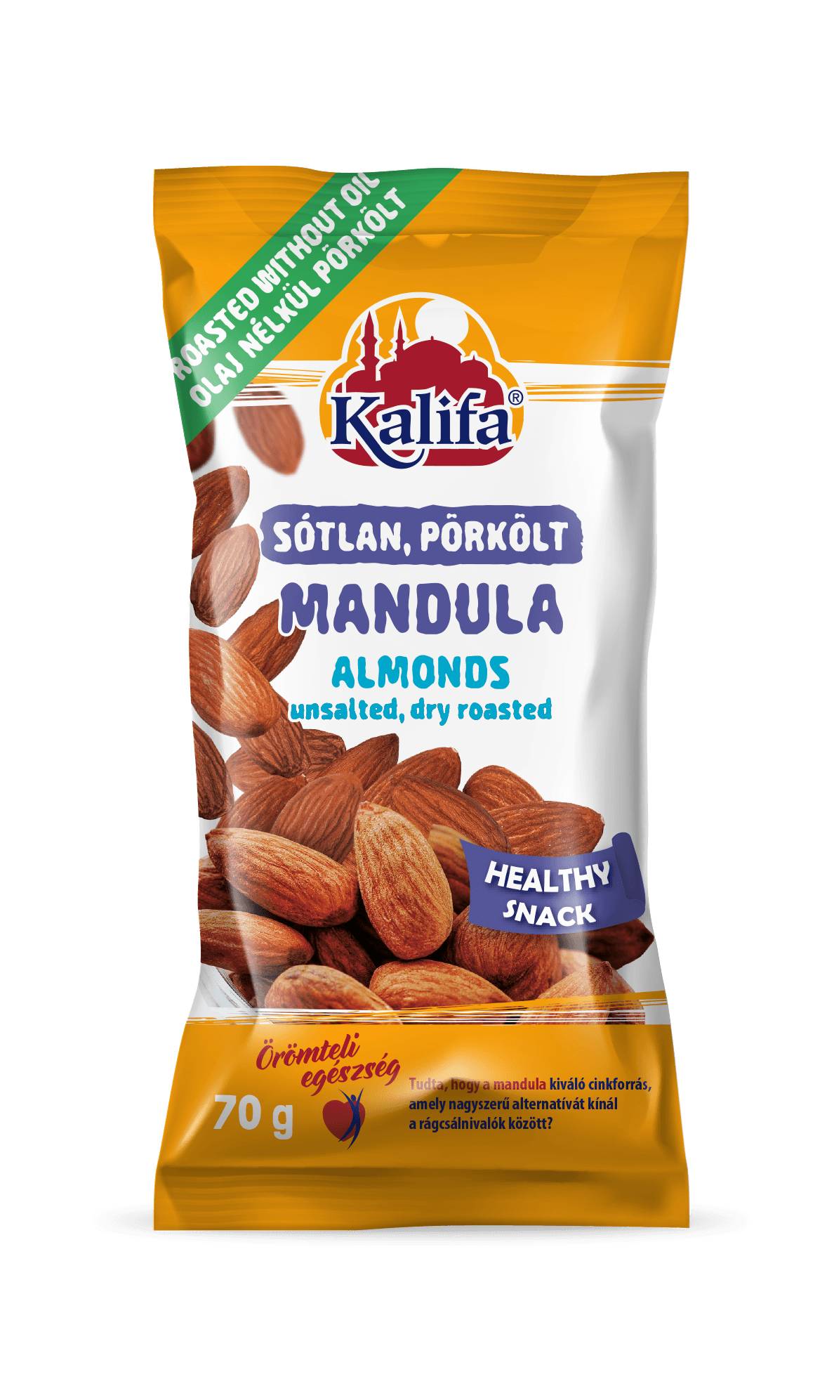 Kalifa pražené nesolené mandle 70 g