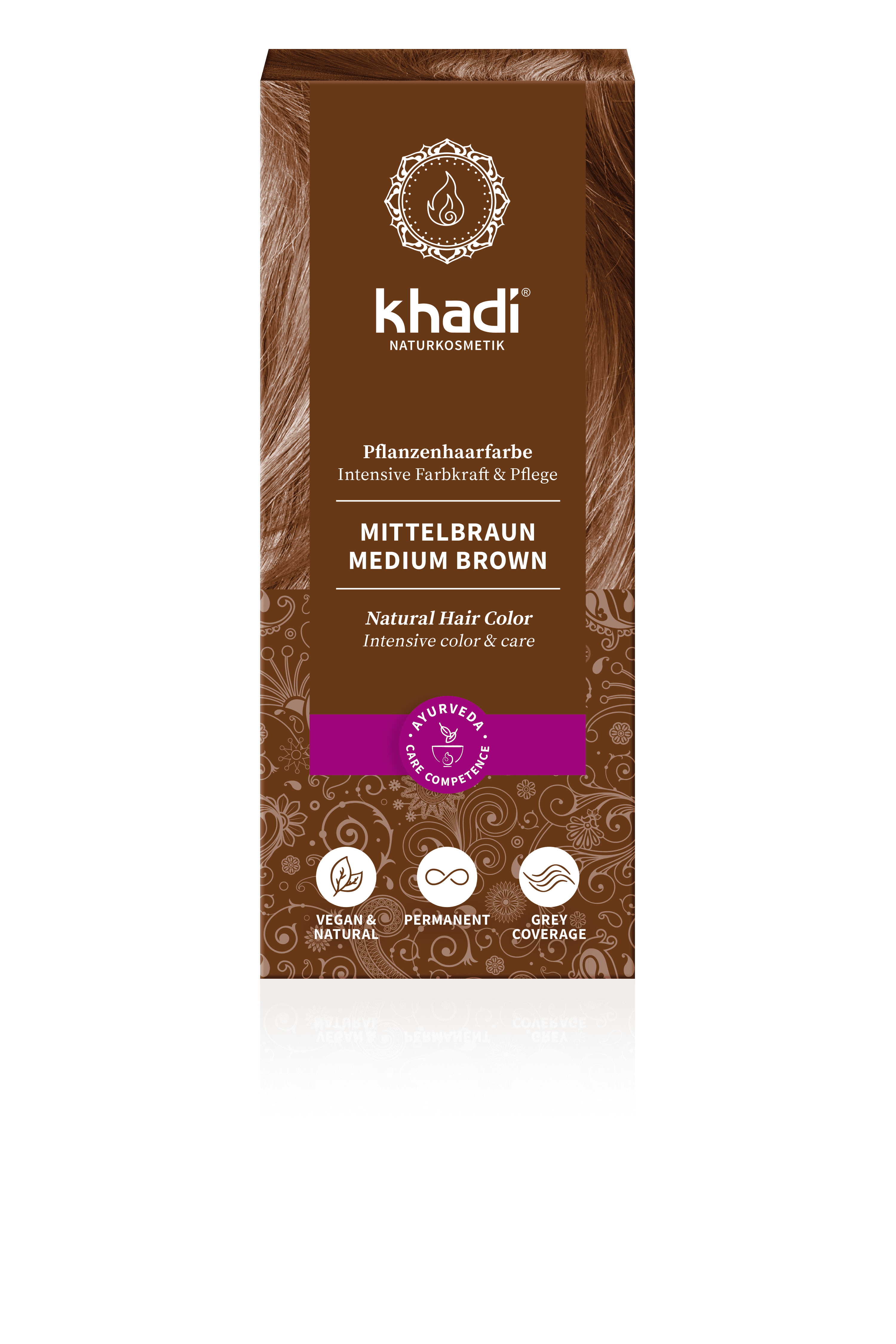 Khadi bylinná farba na vlasy stredne hnedá 100 g - 58918