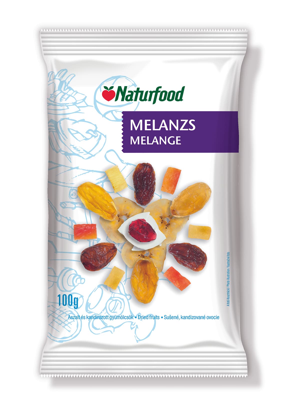 Naturfood zmes sušeného a kandizovaného ovocia 100g