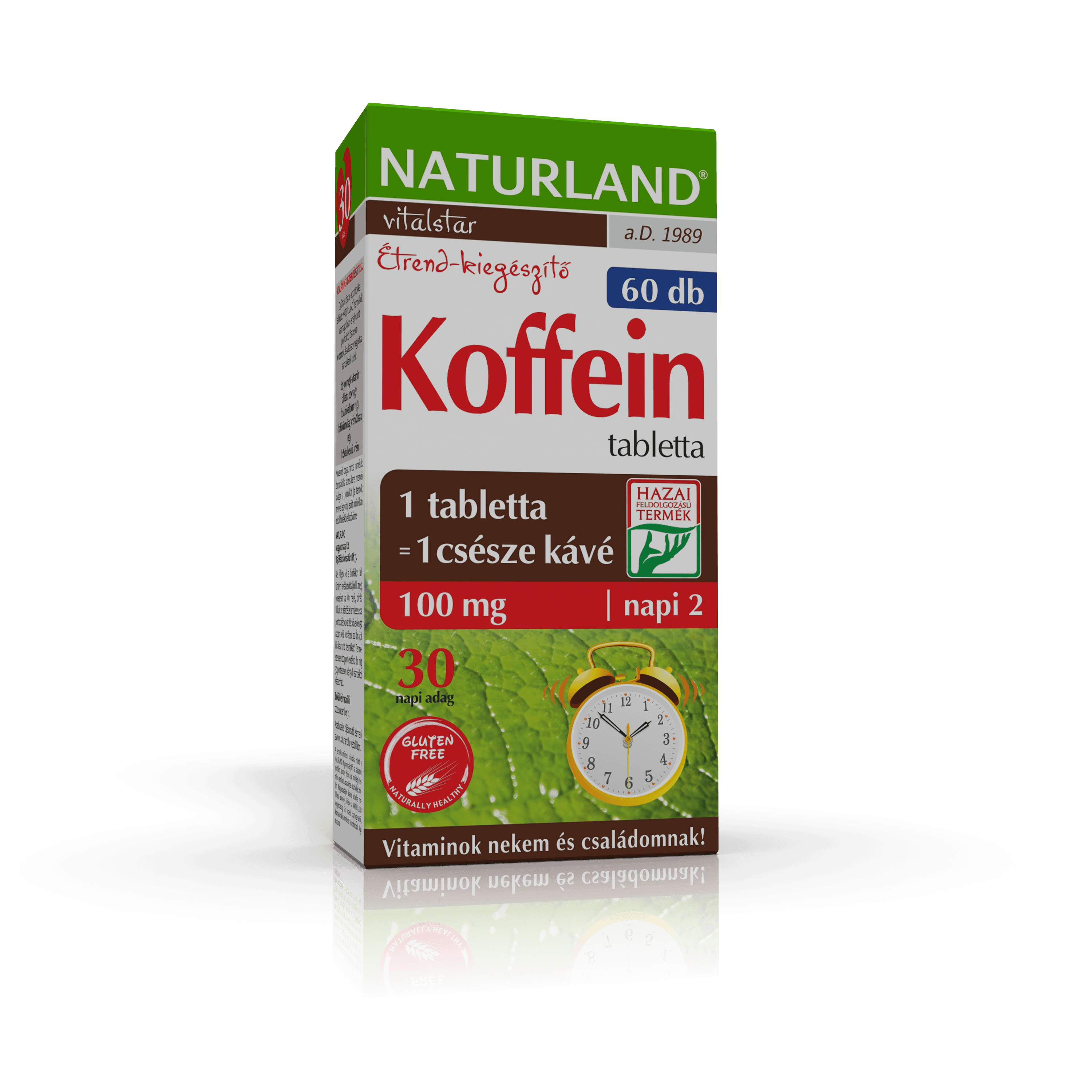 Naturland Kofeínové tablety 100 mg, 60 ks - 17823
