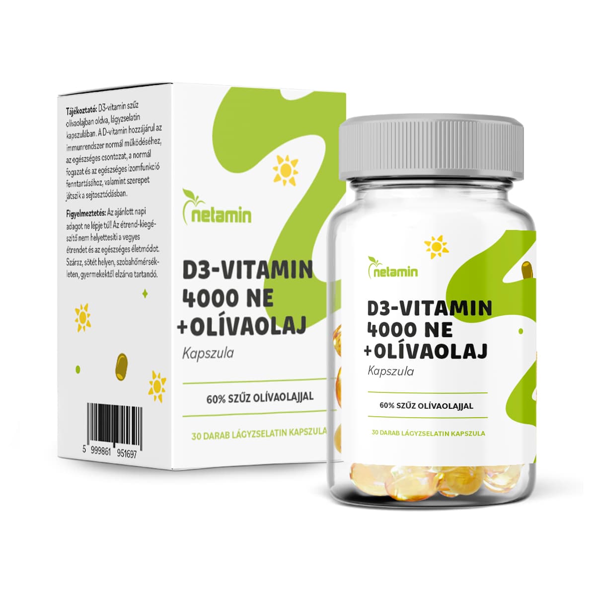 Netamin D3-vitamin 4000NE+olivový olej kapsula 30 ks
