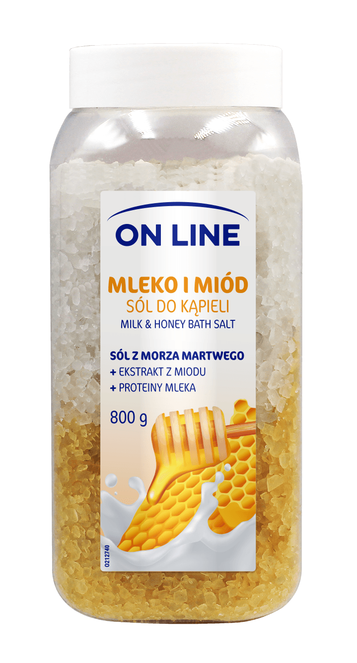 On Line relaxačná soľ do kúpeľa Mlieko a Med 800 g - 94739