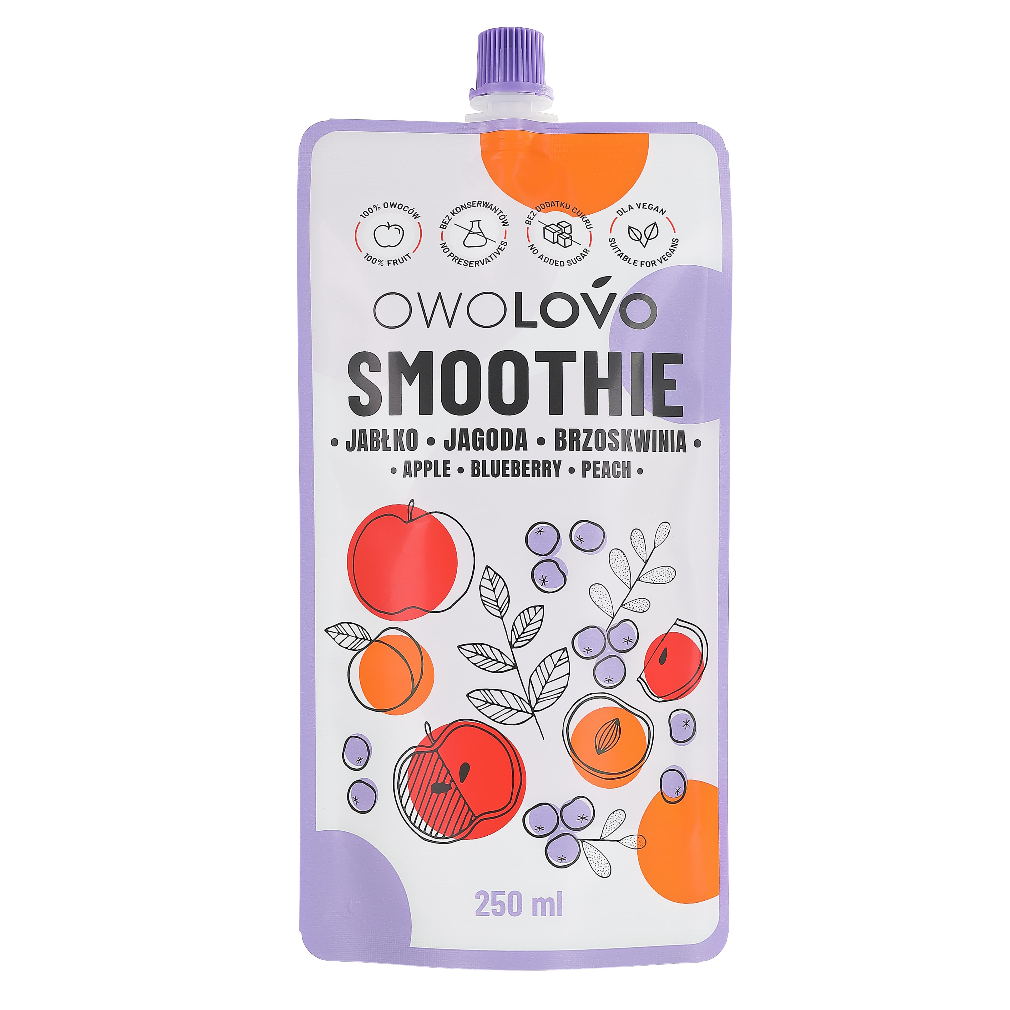 Owolovo Smoothie jablko, čučoriedka a broskyňa 250 ml