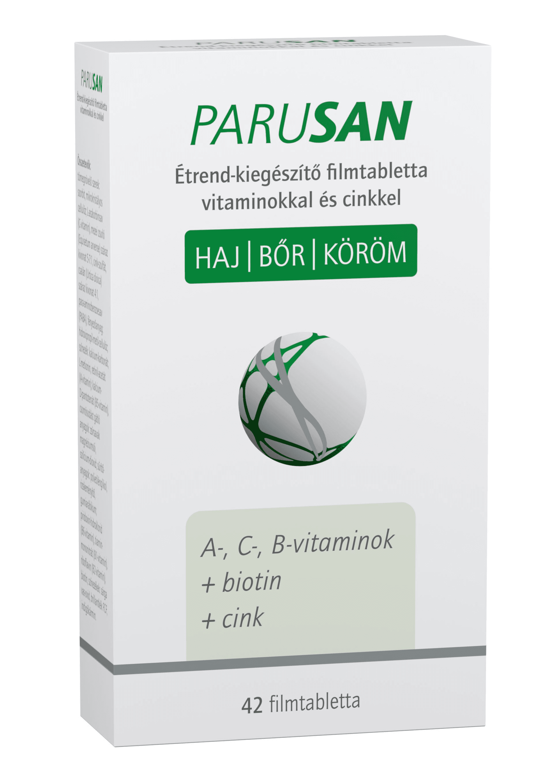 Parusan vitamín na vlasy, pokožku a nechty so zinkom, výživový doplnok, filmová tableta, 42 ks