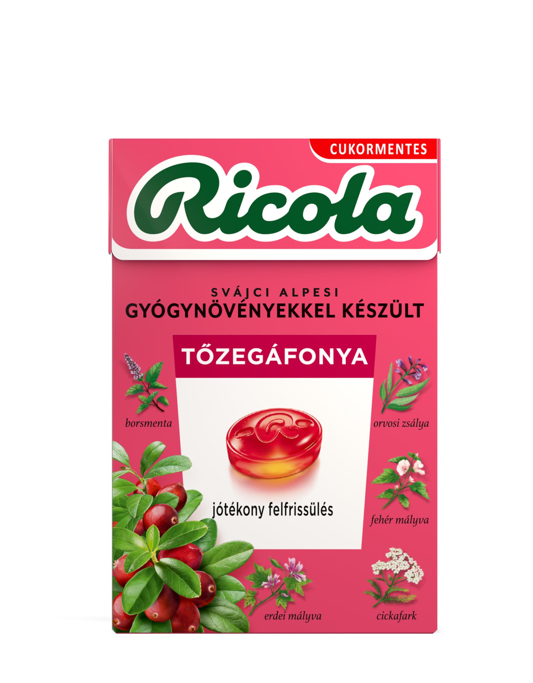 Ricola Brusnicové bylinné cukríky bez cukru s vitamínom C 40 g