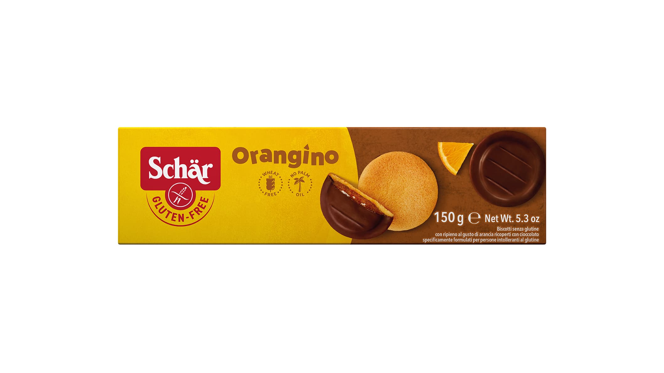 Schär Polomáčané piškóty s pomarančovou náplňou a čokoládou 150 g