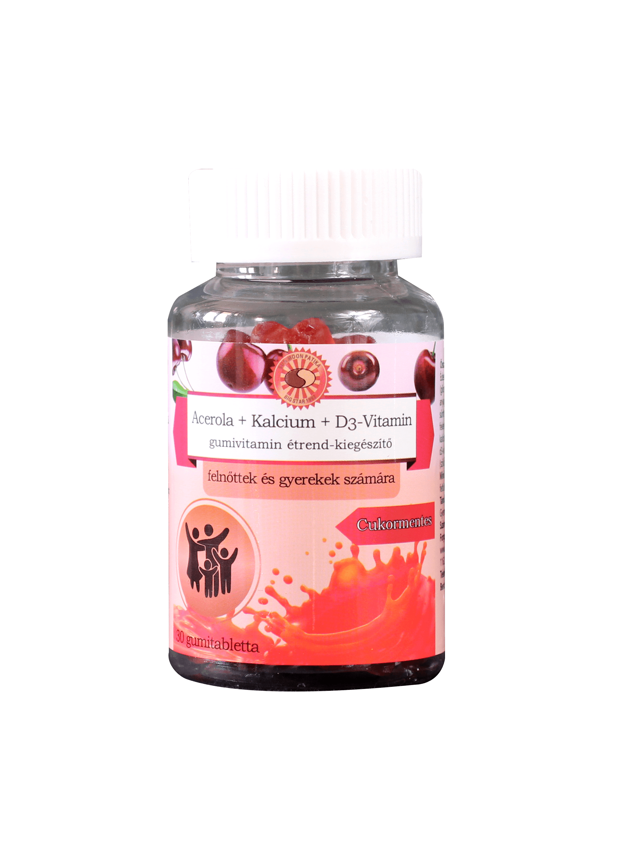 Sun Moon acerola+vápnik+vitamín d3 výživový doplnok gumový vitamín 30 ks - 97621