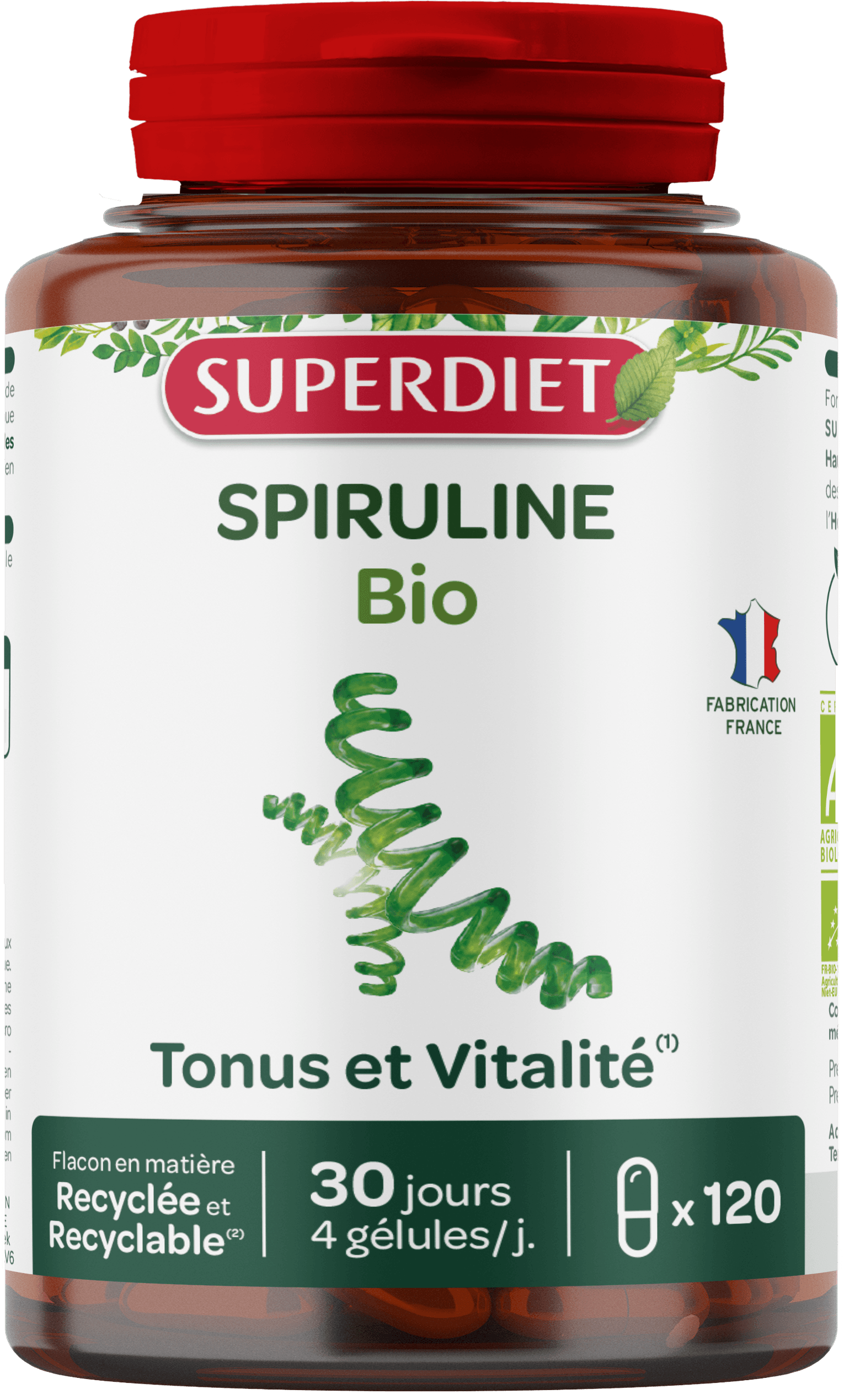 Superdiet Spirulina Energia a Vitalita Vegán – 120 kapsúl