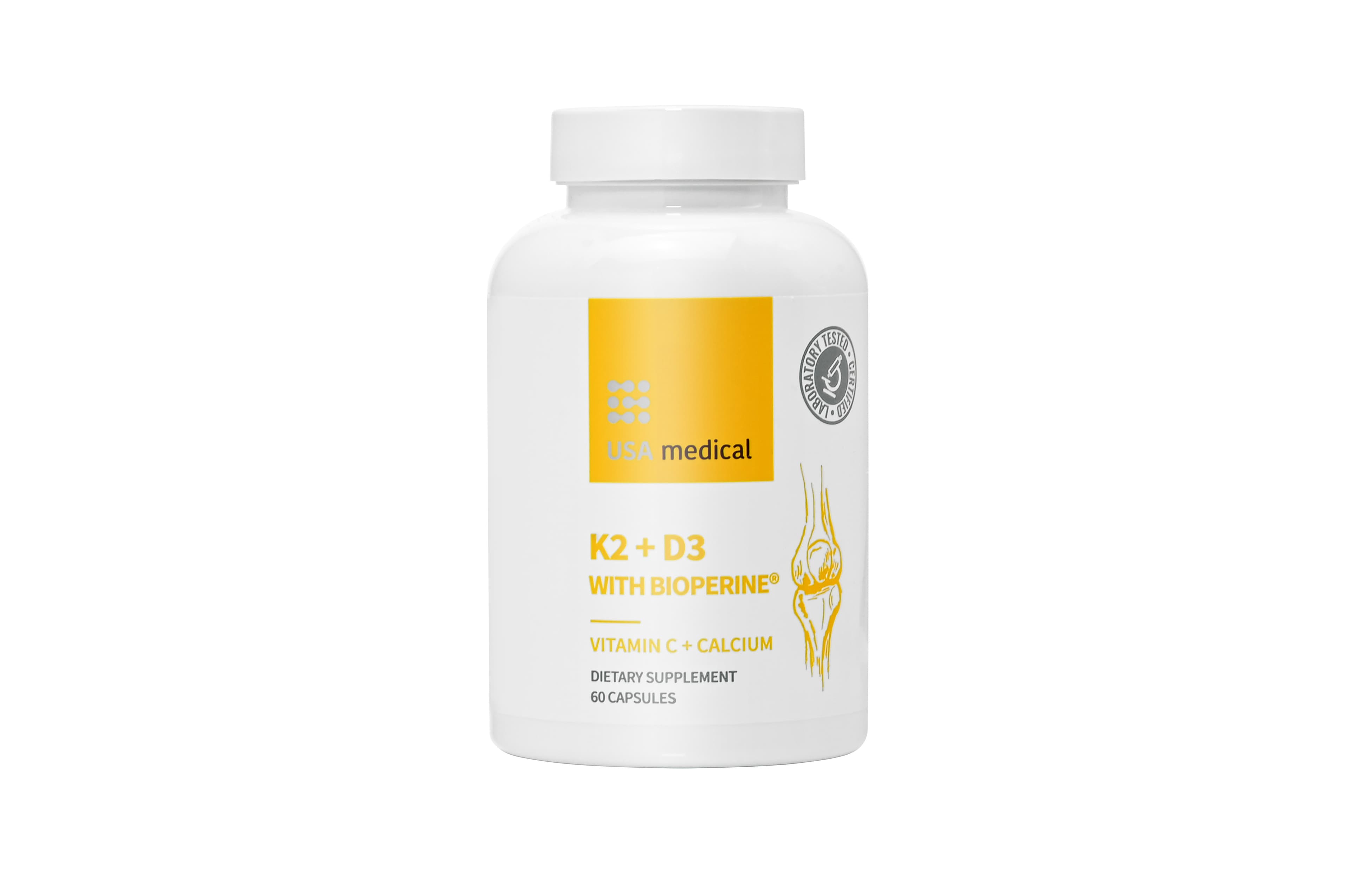 USA Medical K2+D3 s BioPerine, 60 kapsúl - 96535