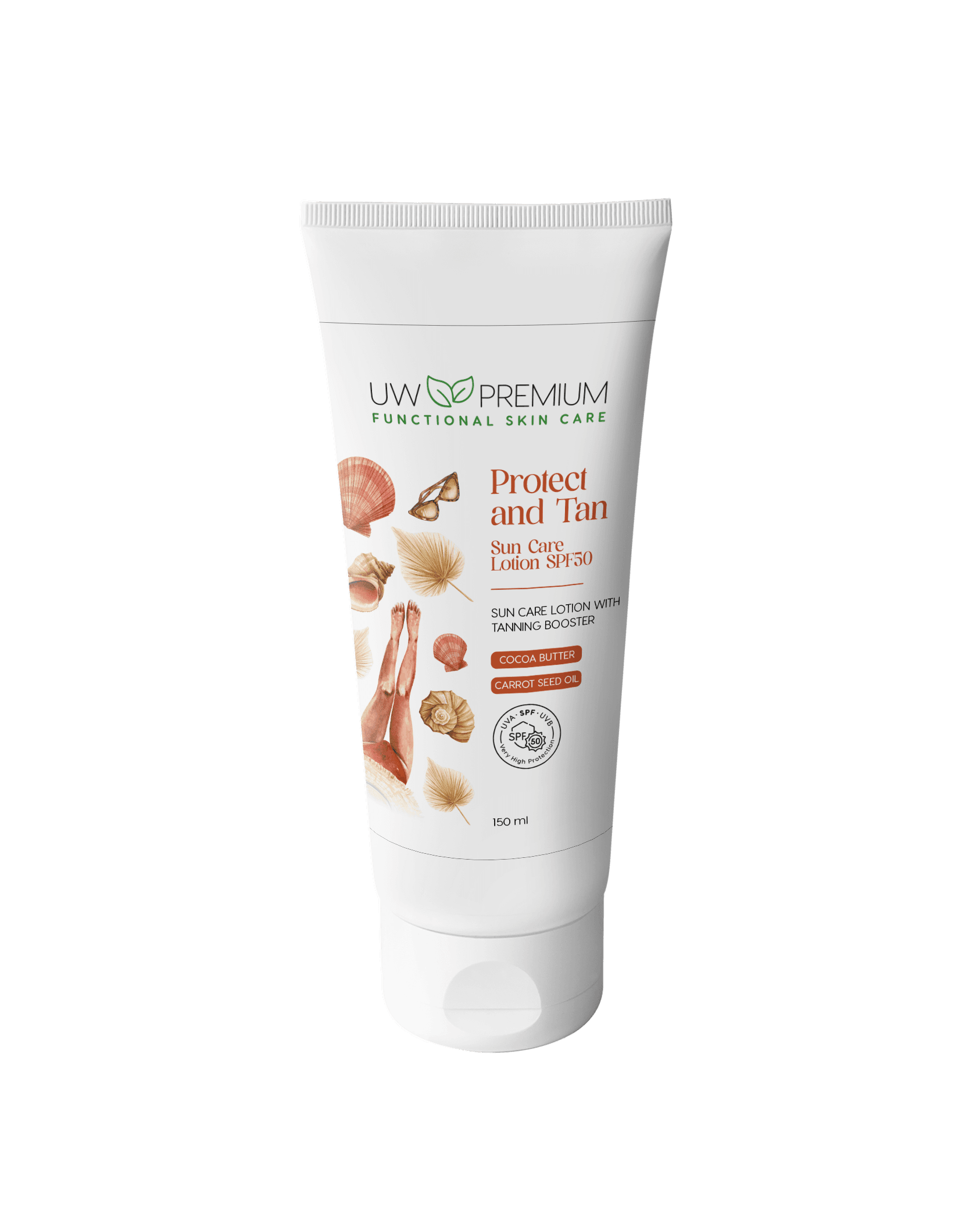 Uw premium ochranný a opalovanie podporujúci opaľovací krém spf50 150 ml