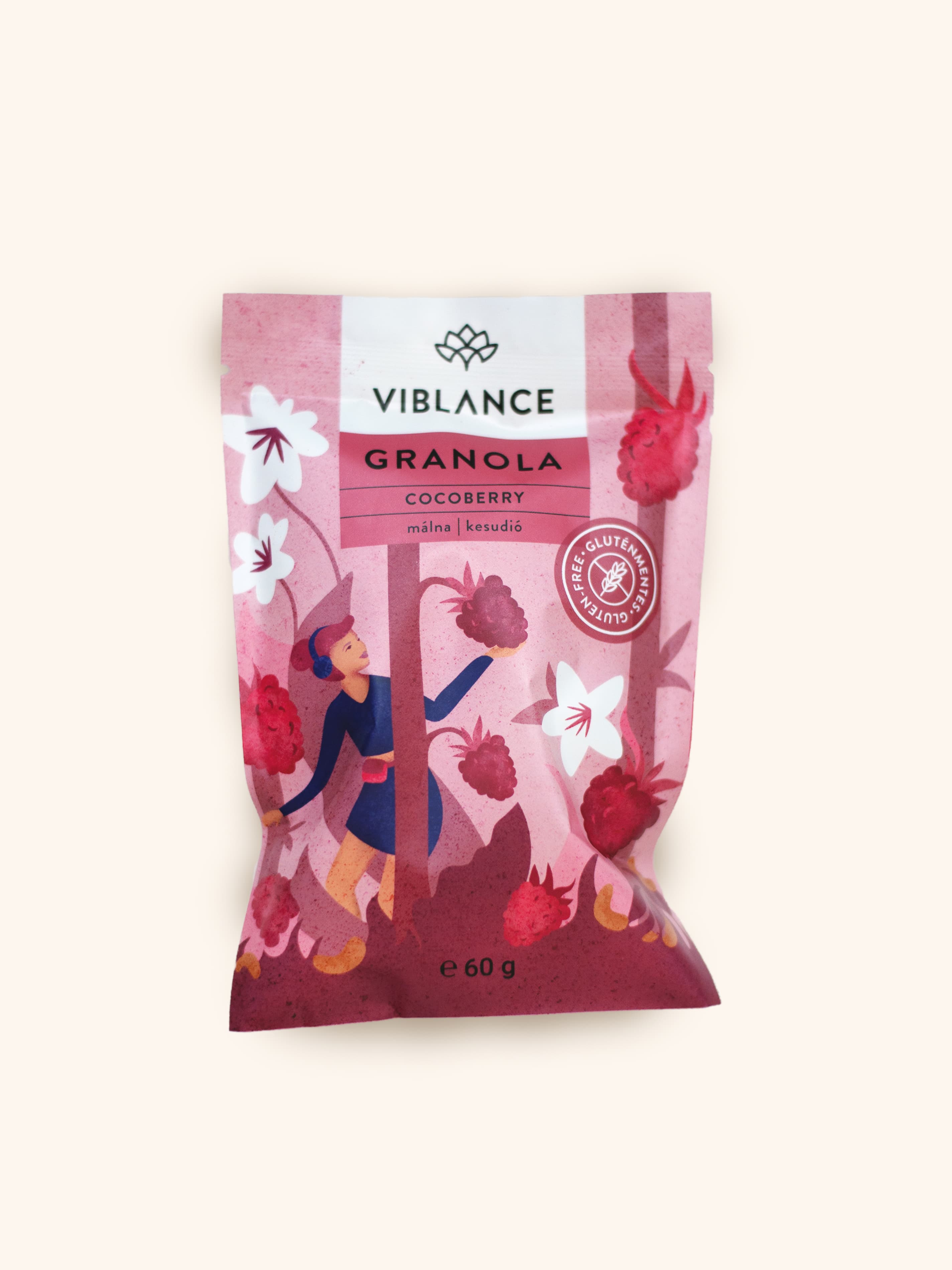 Viblance chrumkavá granola s malinami a kešu orieškami 60 g