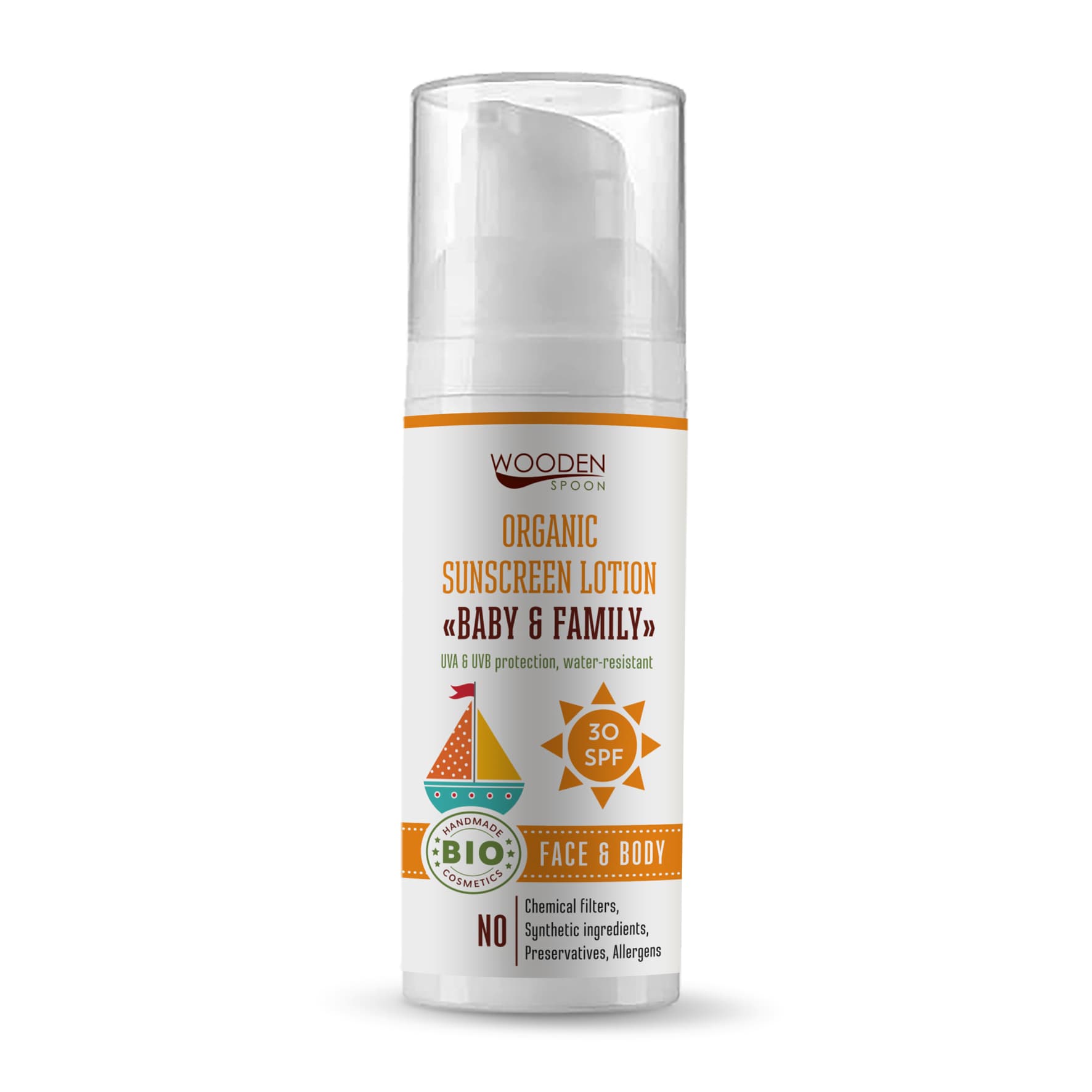 WoodenSpoon Opaľovacie telové mlieko pre bábätká a rodinu SPF30 50 ml - 48958