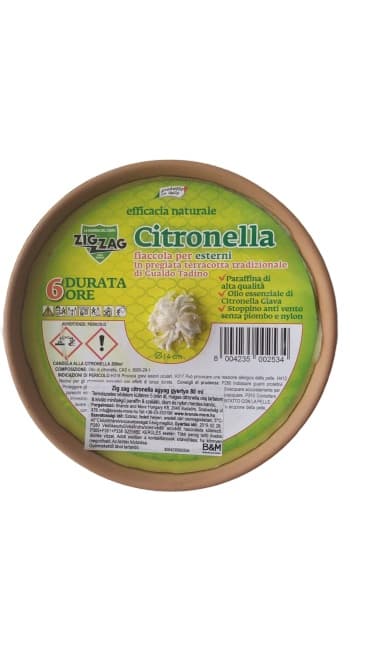 Zig zag citronella sviečka z hliny - 6 hodín 14 cm vonkajší odpudzovač komárov 1 ks